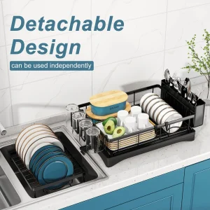 Kitchen Dish Drainer Organizer – Over-Sink Rack with Drip Tray