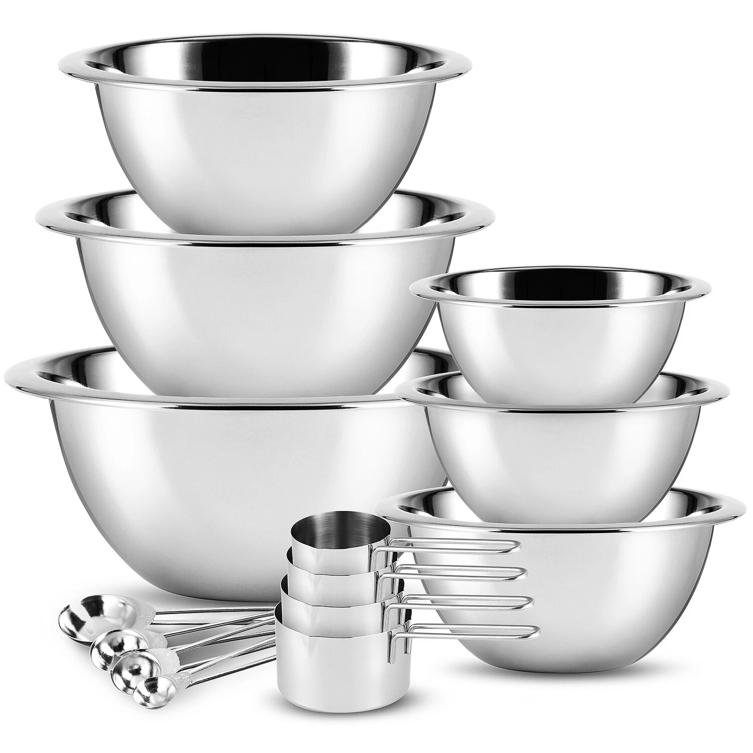 Stainless Steel Mixing Bowl Set – Nesting Prep Bowls with Lids